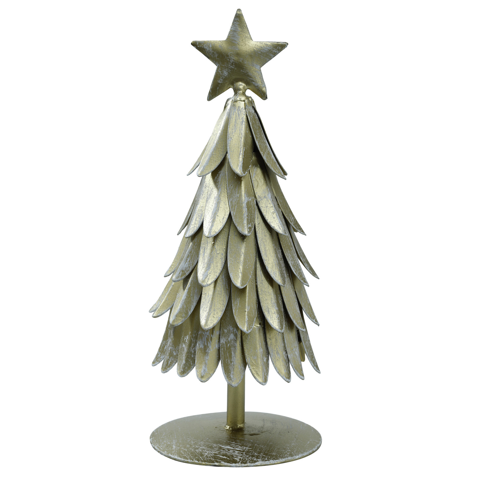PTMD Xmas Ferry gold iron feather tree statue XS