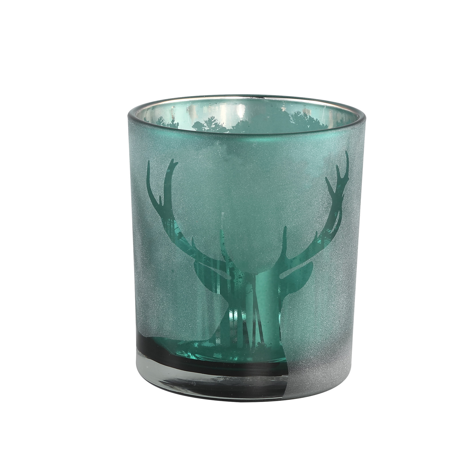 PTMD Xmas Gael green frosted glass tealight reindeer L