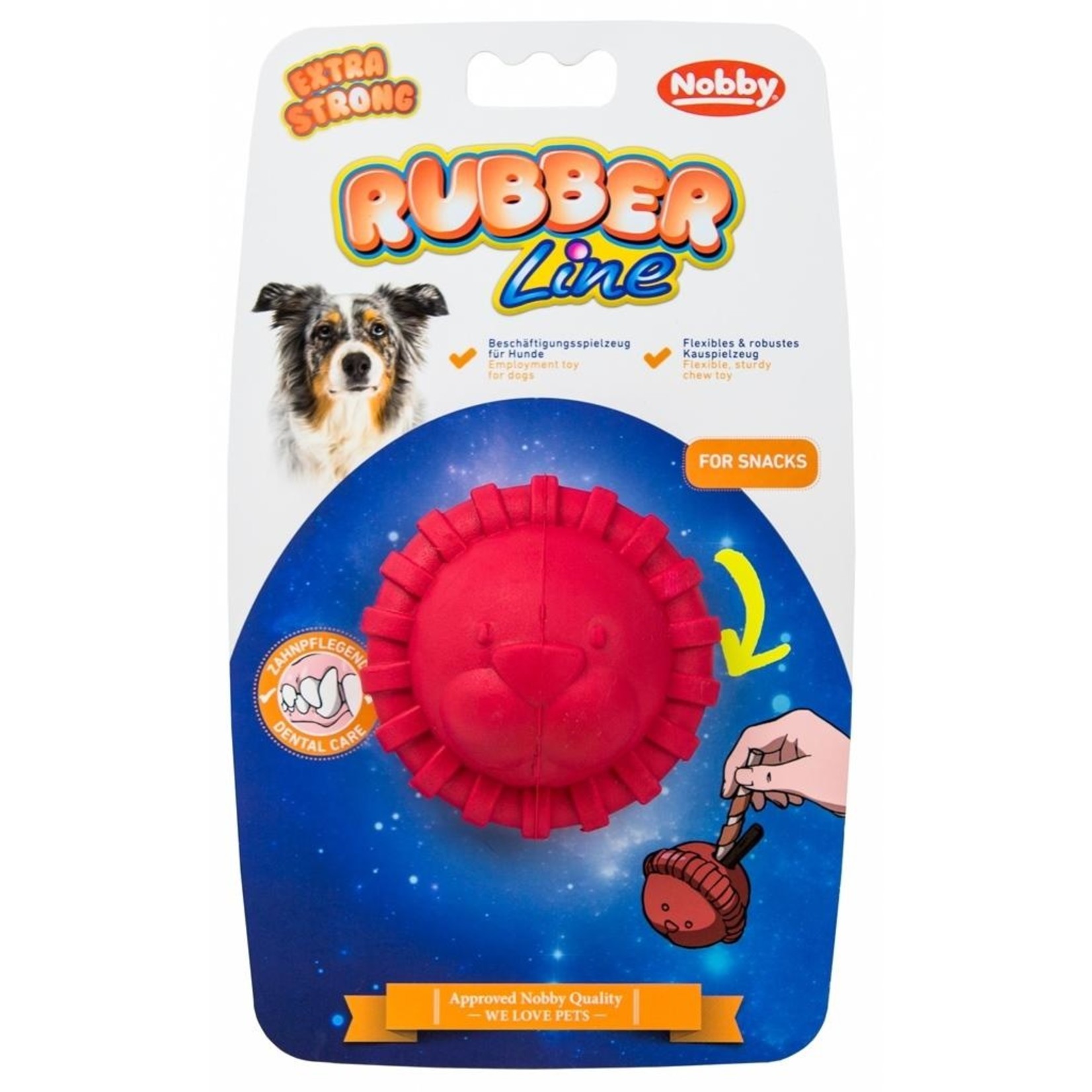 Nobby Nobby rubber bal - Leeuw - rood - 7,5cm