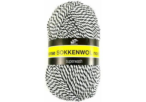 Scheepjes Scheepjes Noorse Sokkenwol Markoma - 6845 - 20% wol, 40% acryl en 40% polyamide - Zwart - Wit