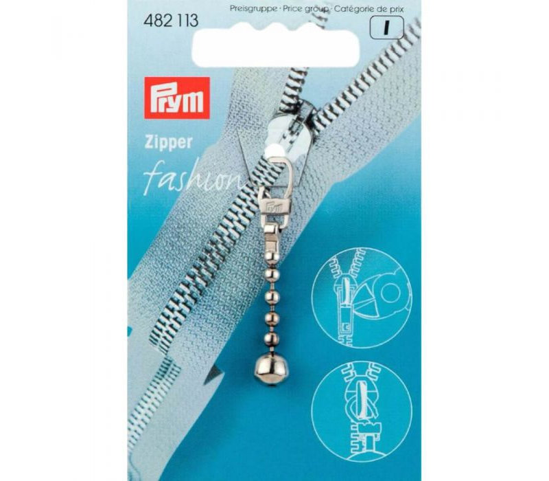 Prym Ritsenschuiver kogelketting zilver