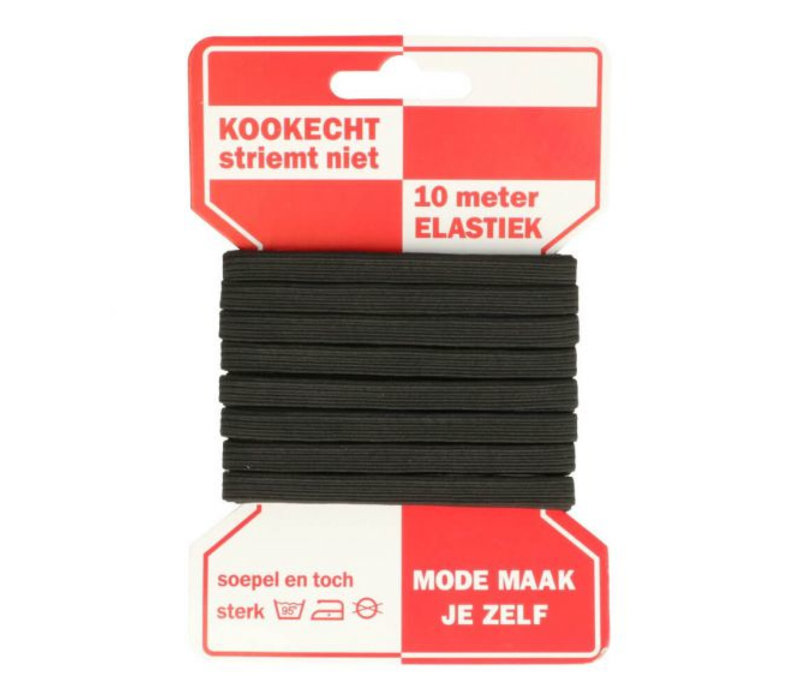 Rode kaart Elastiek 6 mm zwart