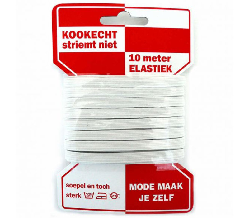 Rode kaart Elastiek 6 mm wit