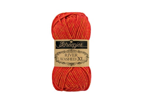 Scheepjes Scheepjes River Washed XL -  974 Avon - 78% katoen en 22% acryl - Rood