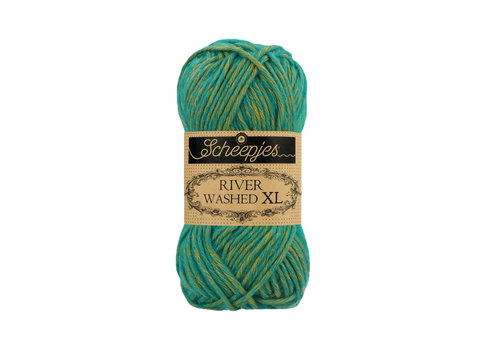 Scheepjes Scheepjes River Washed XL -  976 Tiber - 78% katoen en 22% acryl - Groen