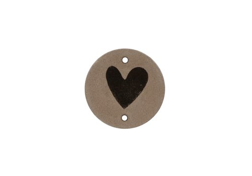 Leren Labels Round Hart Licht Bruin