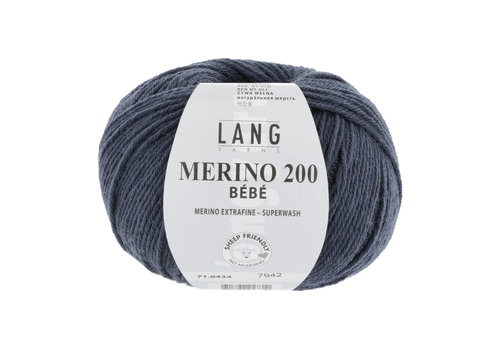 Lang Yarns Lang Yarns Merino 200 Bebe - 434 - 100% merino wol (mulesing free) - Blauw