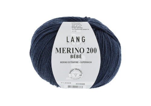 Lang Yarns Lang Yarns Merino 200 Bebe - 325 - 100% merino wol (mulesing free) - Blauw