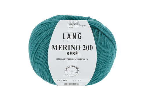 Lang Yarns Lang Yarns Merino 200 Bebe - 388 - 100% merino wol (mulesing free) - Blauw