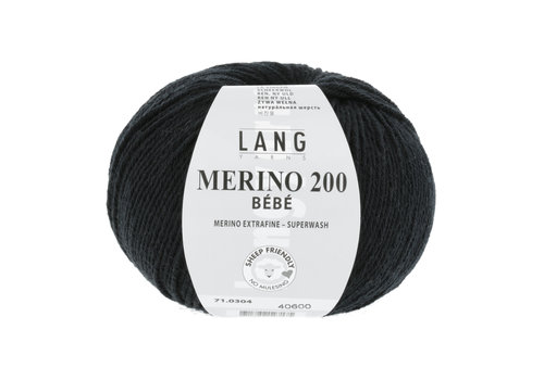 Lang Yarns Lang Yarns Merino 200 Bebe - 304 - 100% merino wol (mulesing free) - Zwart