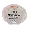 Lang Yarns Merino 200 Bebe color - 355 - 100% merino wol (mulesing free) - Paars - Groen