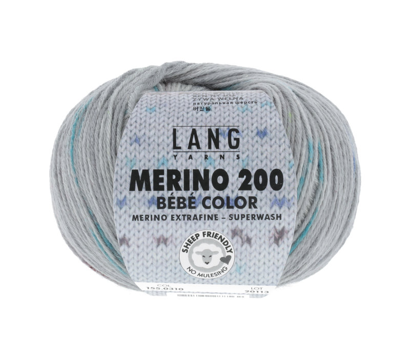 Lang Yarns Merino 200 Bebe color - 310 - Grijs - Blauw