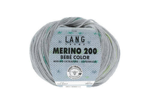 Lang Yarns Lang Yarns Merino 200 Bebe color - 317 - 100% merino wol (mulesing free) - Grijs - Groen