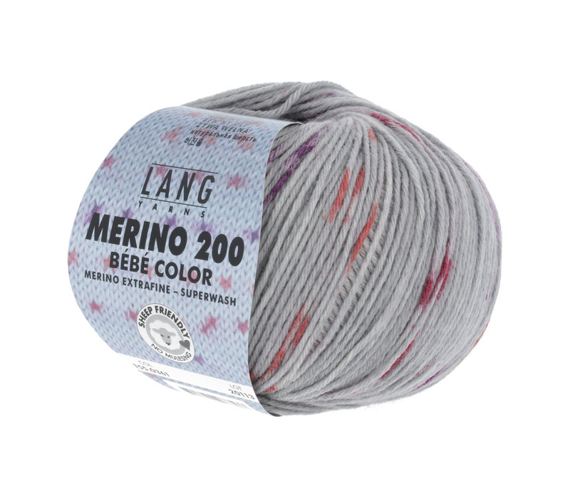 Lang Yarns Merino 200 Bebe color - 361 - Grijs - Rood