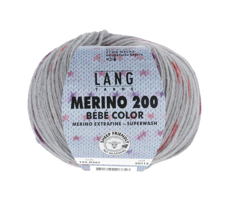 Lang Yarns Merino 200 Bebe color - 361 - Grijs - Rood