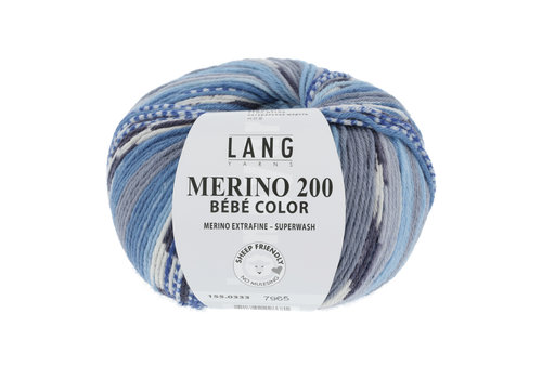 Lang Yarns Lang Yarns Merino 200 Bebe color - 333 - 100% merino wol (mulesing free) - Blauw