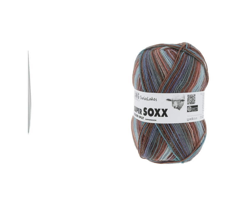 Lang Yarns Super Soxx 4-ply - 357 - Bruin - Blauw