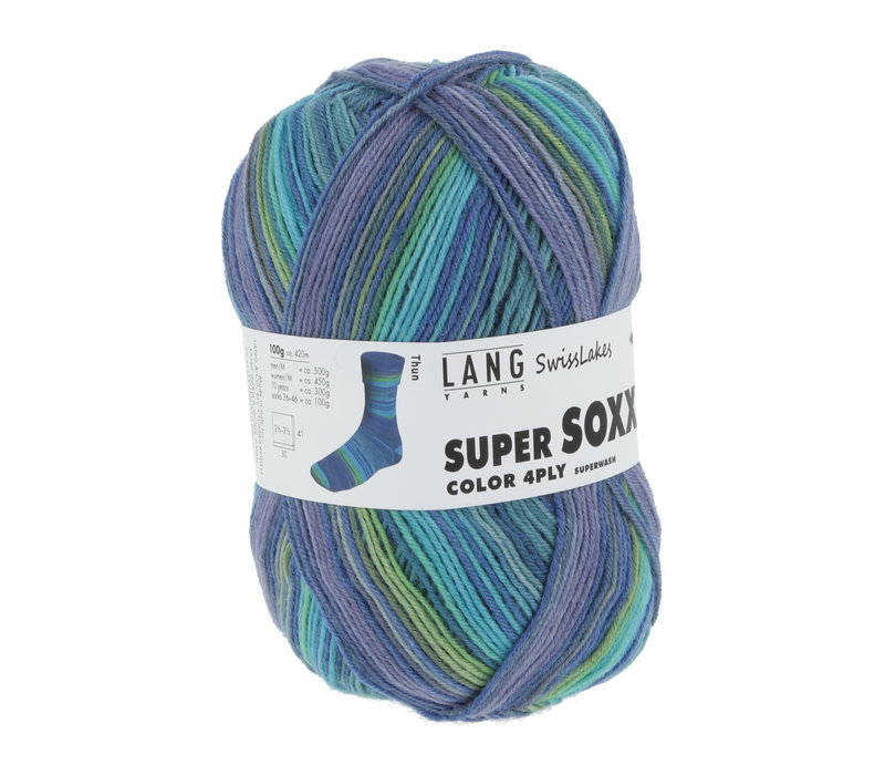 Lang Yarns Super Soxx 4-ply - 359 - Blauw - Groen