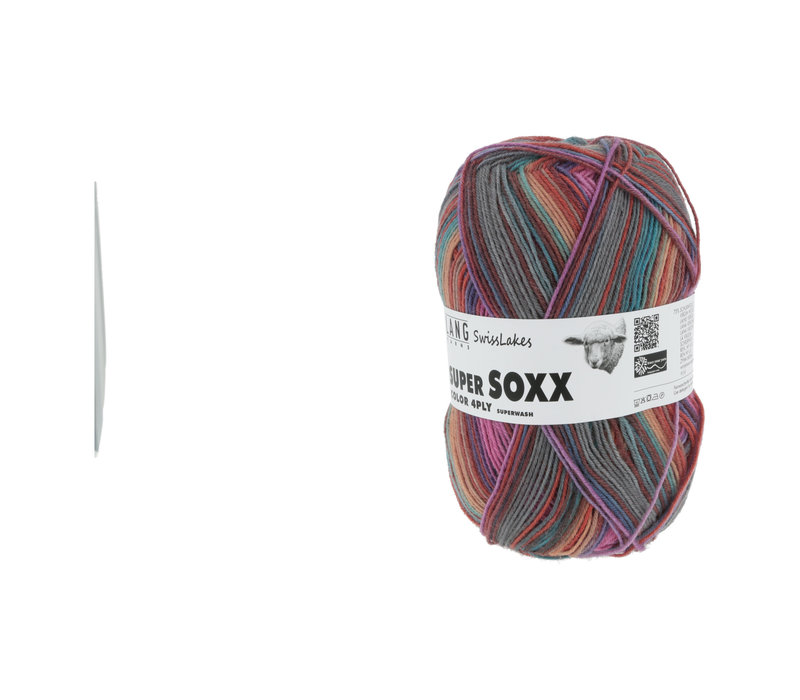 Lang Yarns Super Soxx 4-ply - 362 - Grijs - Roze