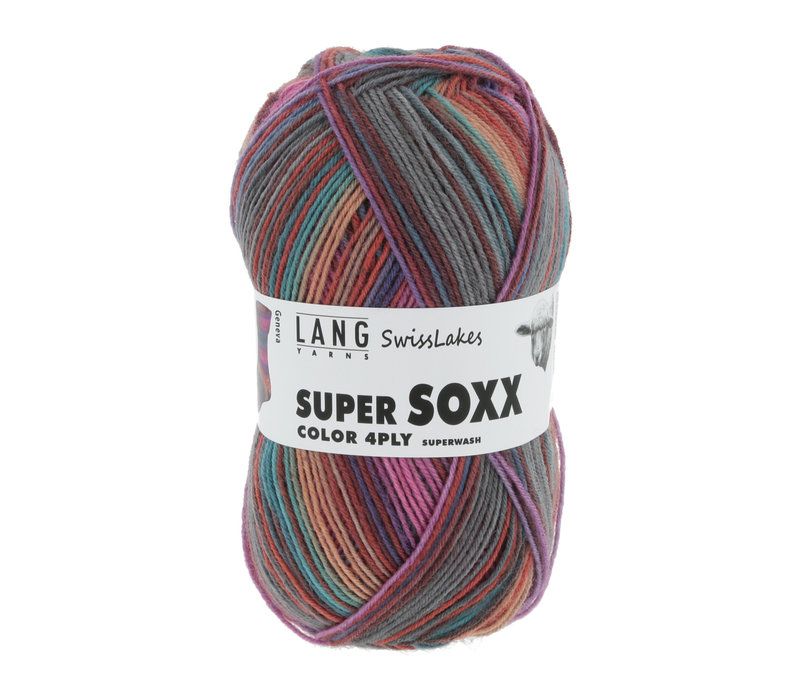 Lang Yarns Super Soxx 4-ply - 362 - Grijs - Roze