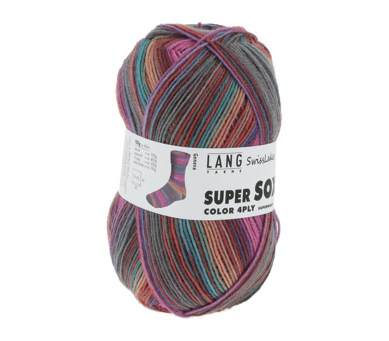 Lang Yarns Super Soxx 4-ply - 362 - Grijs - Roze