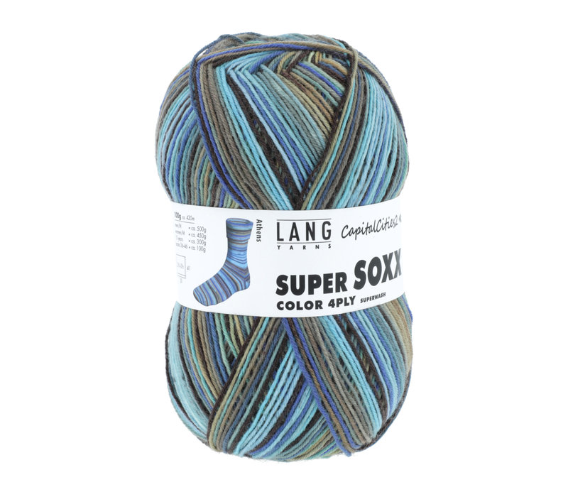 Lang Yarns Super Soxx 4-ply - 385 - Blauw - Bruin