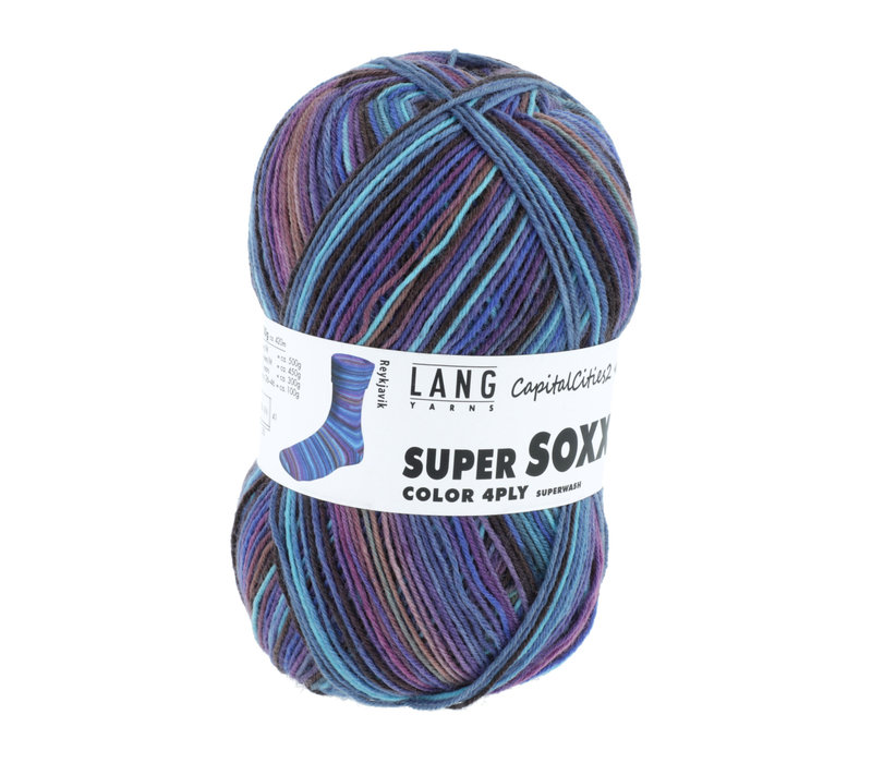 Lang Yarns Super Soxx 4-ply - 386 - Paars - Blauw