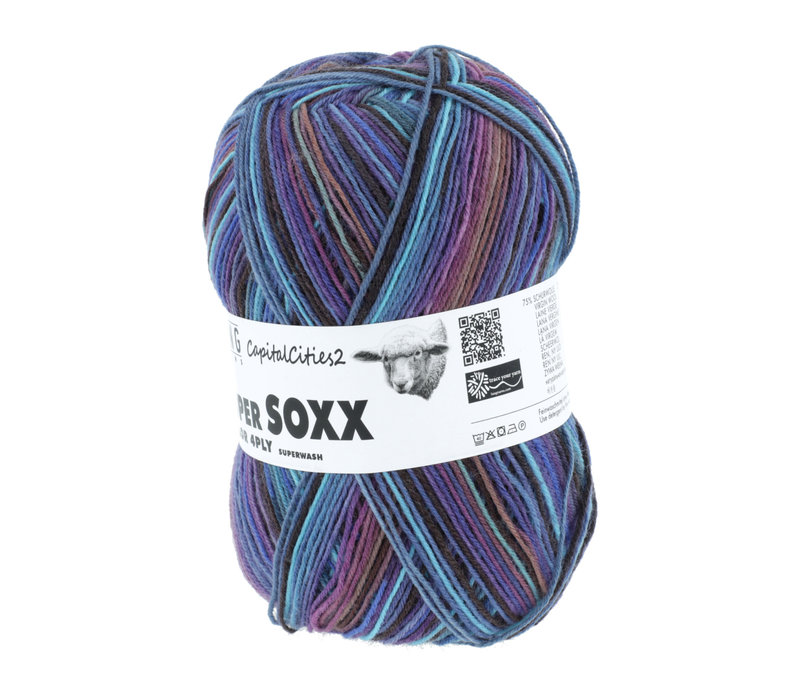 Lang Yarns Super Soxx 4-ply - 386 - Paars - Blauw