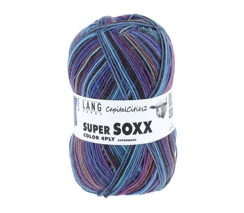 Lang Yarns Super Soxx 4-ply - 386 - Paars - Blauw