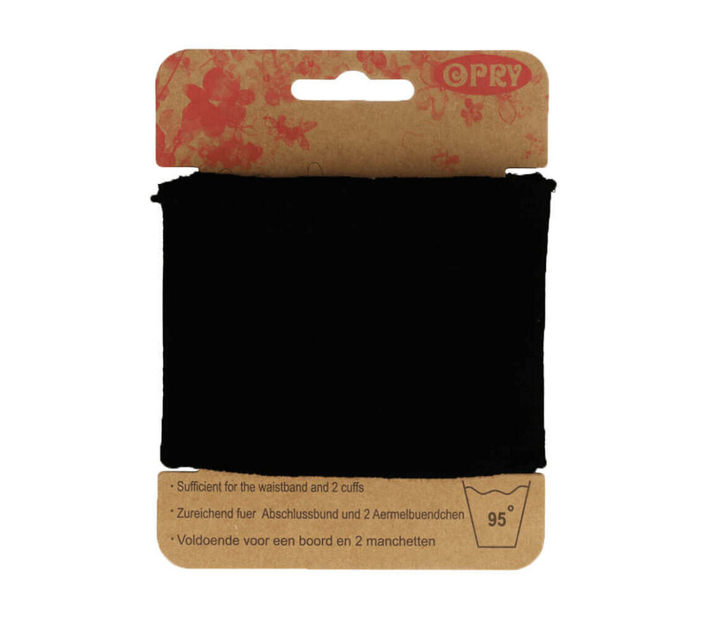 Opry Boord en Manchetten elastisch 6,5cm - zwart