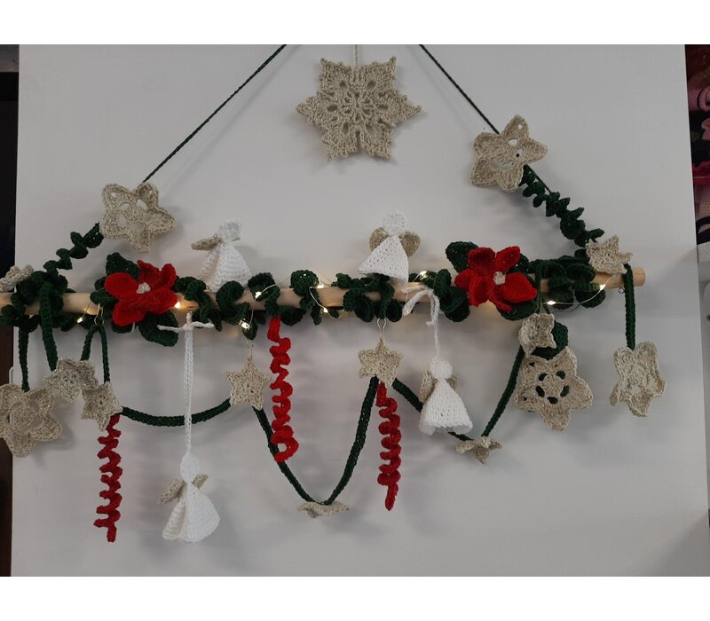 Haakpakket "Merry Christmas" met ophangstok 60 cm