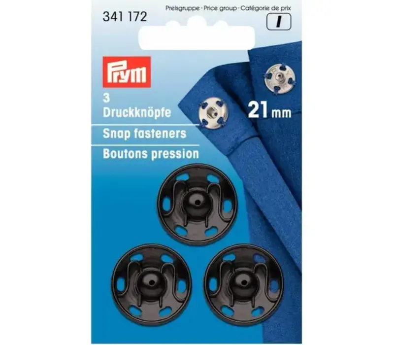 Prym Aannaaidrukknoop messing 21mm zwart