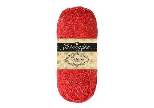 Scheepjes Catona Shine 115-S Hot Red-Silver