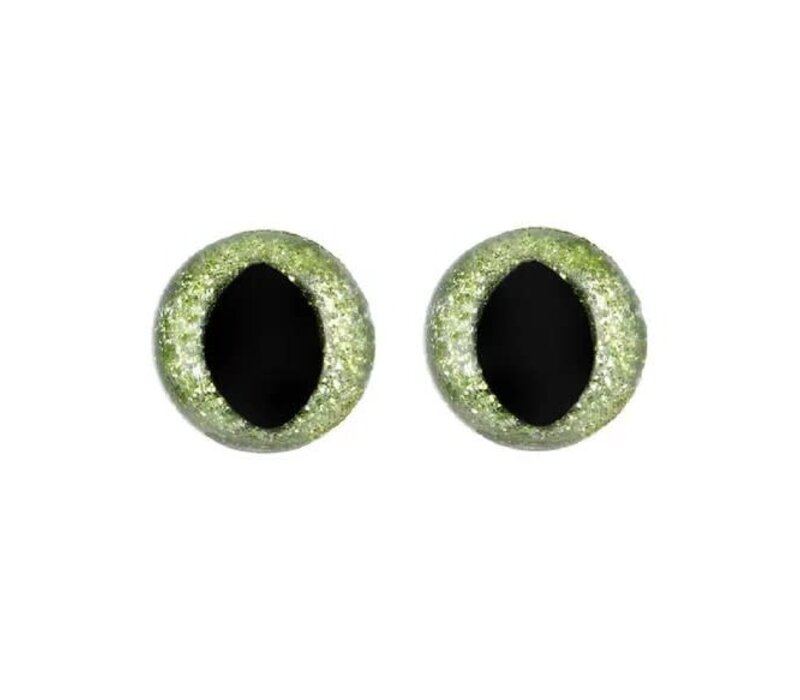 Kattenogen Glitter groen - 18mm