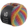 Cosy Socks Multi Stripes 151 - Petrol/Rookblauw/Fuchsia/Oranje/Geel