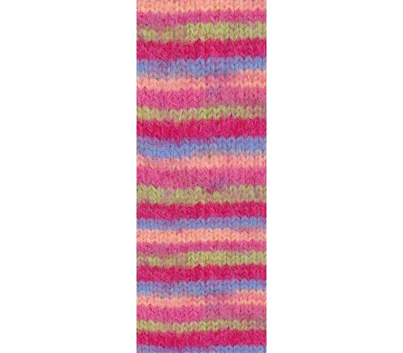 Cosy Socks Multi Stripes 152 - Tulprood/blauw/Zalmroze/Roze/Lichtgroen