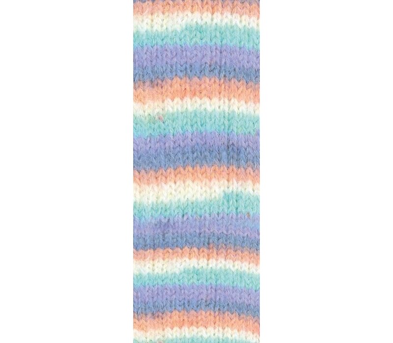 Cosy Socks Multi Stripes 153 - Lavendel/Grijsblauw/Zalm/Crème/Turquoise