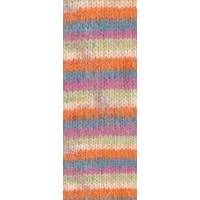 Cosy Socks Multi Stripes 154 - Donkergrijs/Grijsblauw/Fuchsia/Lichtgroen/Crème/Oranje