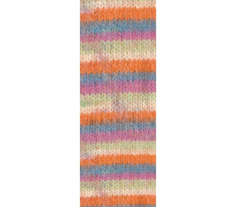 Cosy Socks Multi Stripes 154 - Donkergrijs/Grijsblauw/Fuchsia/Lichtgroen/Crème/Oranje