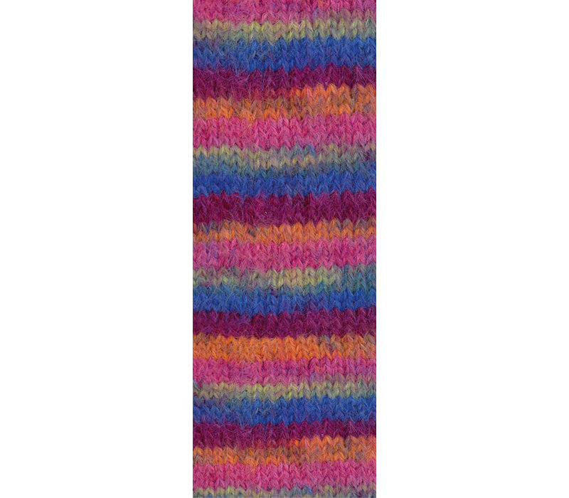 Cosy Socks  Multi Stripes 156 - Blauwviolet/Wijnrood/Pompoen/Roze/Grijsgroen