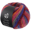 Lana Grossa Cosy Socks  Multi Stripes 156 - Blauwviolet/Wijnrood/Pompoen/Roze/Grijsgroen