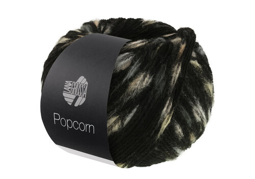 Lana Grossa Popcorn - 008 Zwart/Gebroken wit/Beige