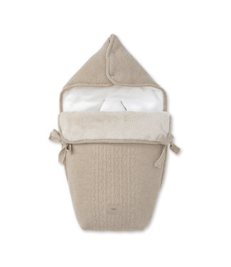 First First - Ethnic White - Beige wol & cashmere babynestje voor autozit