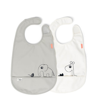 Done by Deer Done by Deer - Bib w/velcro 2-pack Deer friends Grey/Beige