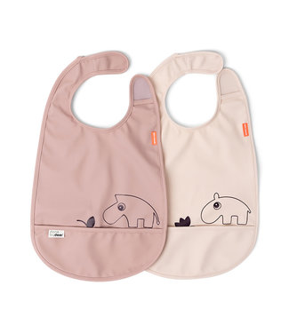 Done by Deer Done by Deer - Bib w/velcro 2-pack, Deer friends, Powder