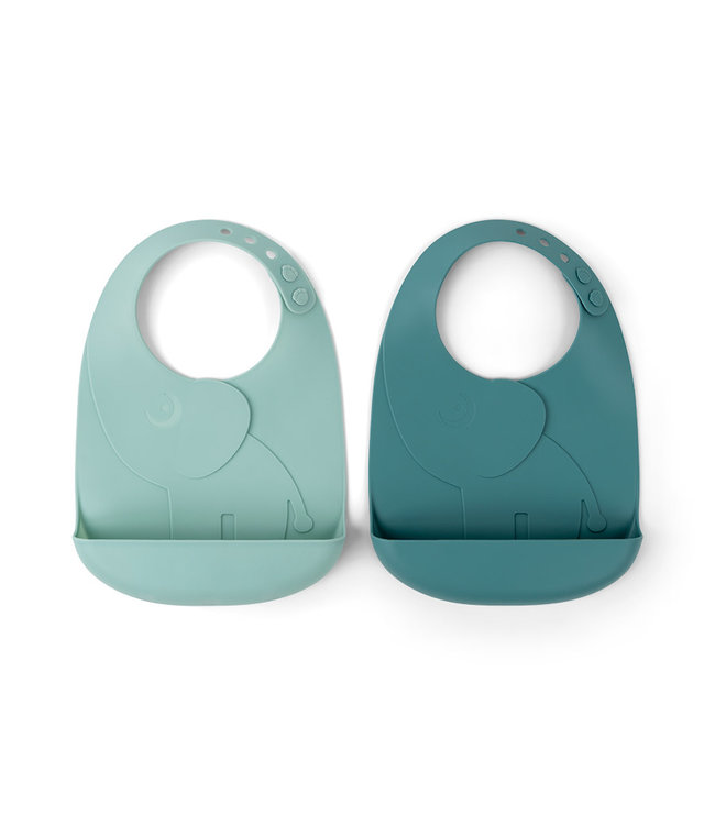 Done by Deer Done by Deer - Peekaboo bib 2-pack, Elphee, Blue