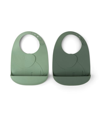 Done by Deer Done by Deer - Peekaboo bib 2-pack, Elphee, Green