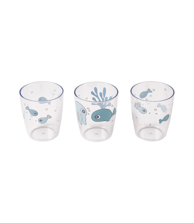 Done by Deer Done by Deer - Yummy mini glass 3 pcs, Sea friends, Blue