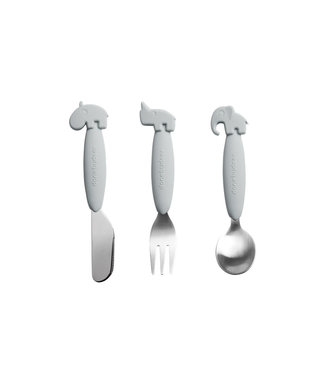 Done by Deer Done by Deer - Easy-grip cutlery set Deer friends Grey