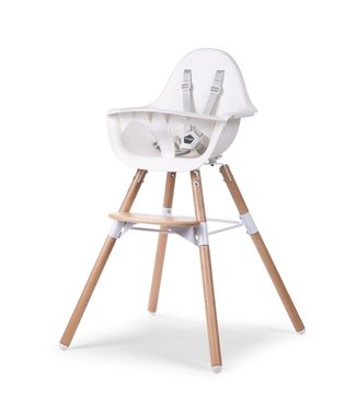 Childhome Childhome - Evolu 2 Stoel Naturel / Wit 2 In 1 + Beugel